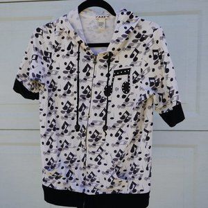 XXI music note zip up sweater size lg